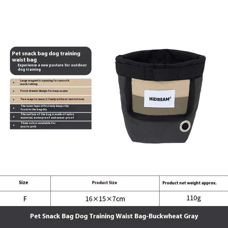 KFX-0379197 Portable Nylon Pet Snack Bag for Outdoor Training – Available in Cow's Milk Brown, Buckwheat Gray, and Olive Green