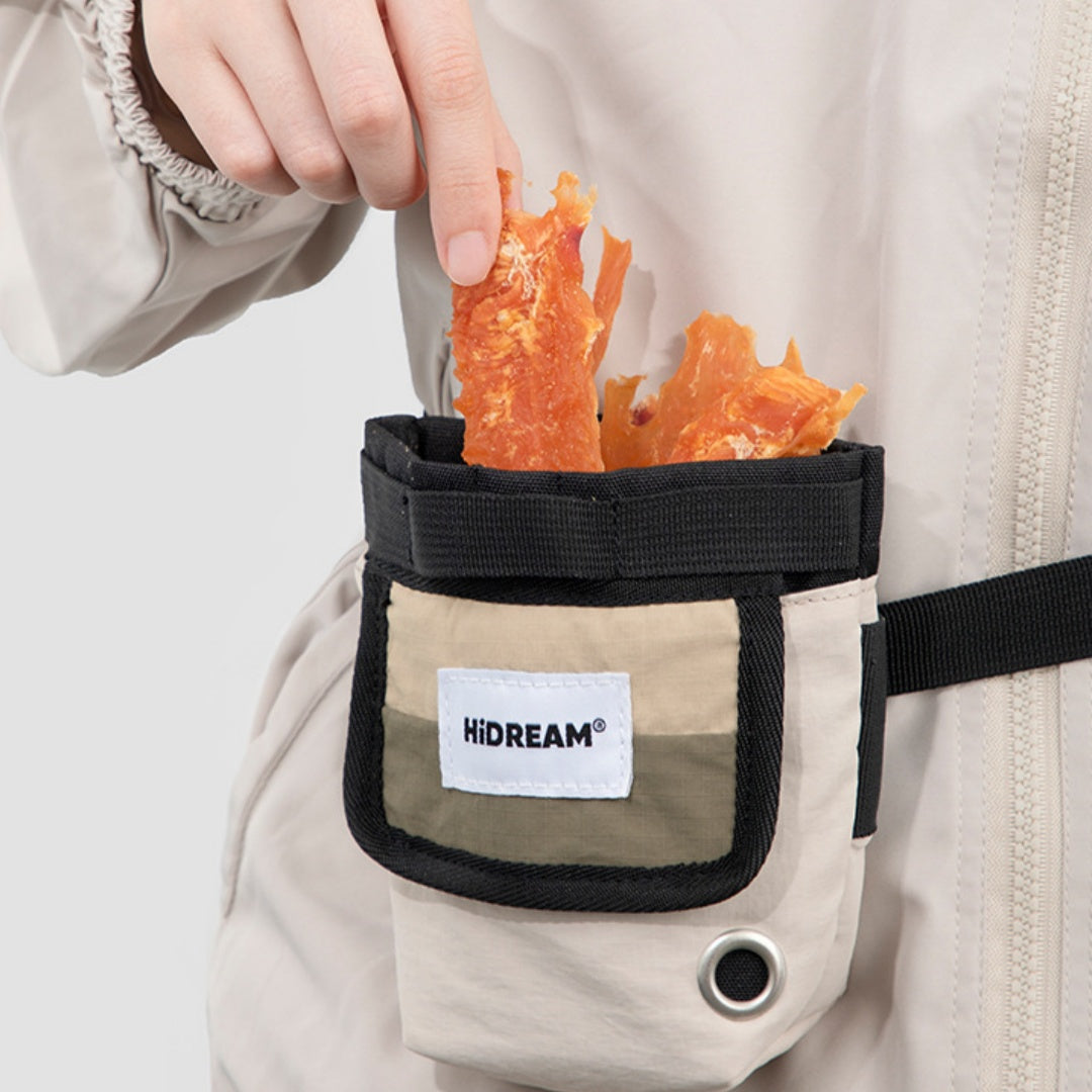 KFX-0379197 Portable Nylon Pet Snack Bag for Outdoor Training – Available in Cow's Milk Brown, Buckwheat Gray, and Olive Green