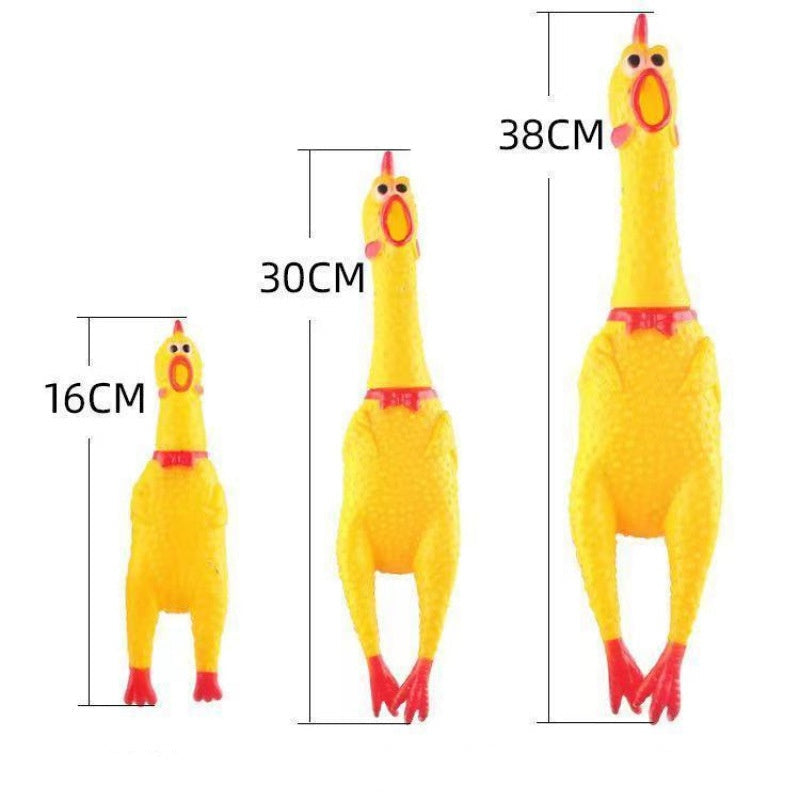 KFX-0380221 Durable Yellow Rubber Squeaky Chicken Toy for Dogs - Fun Chew Toy in Various Sizes