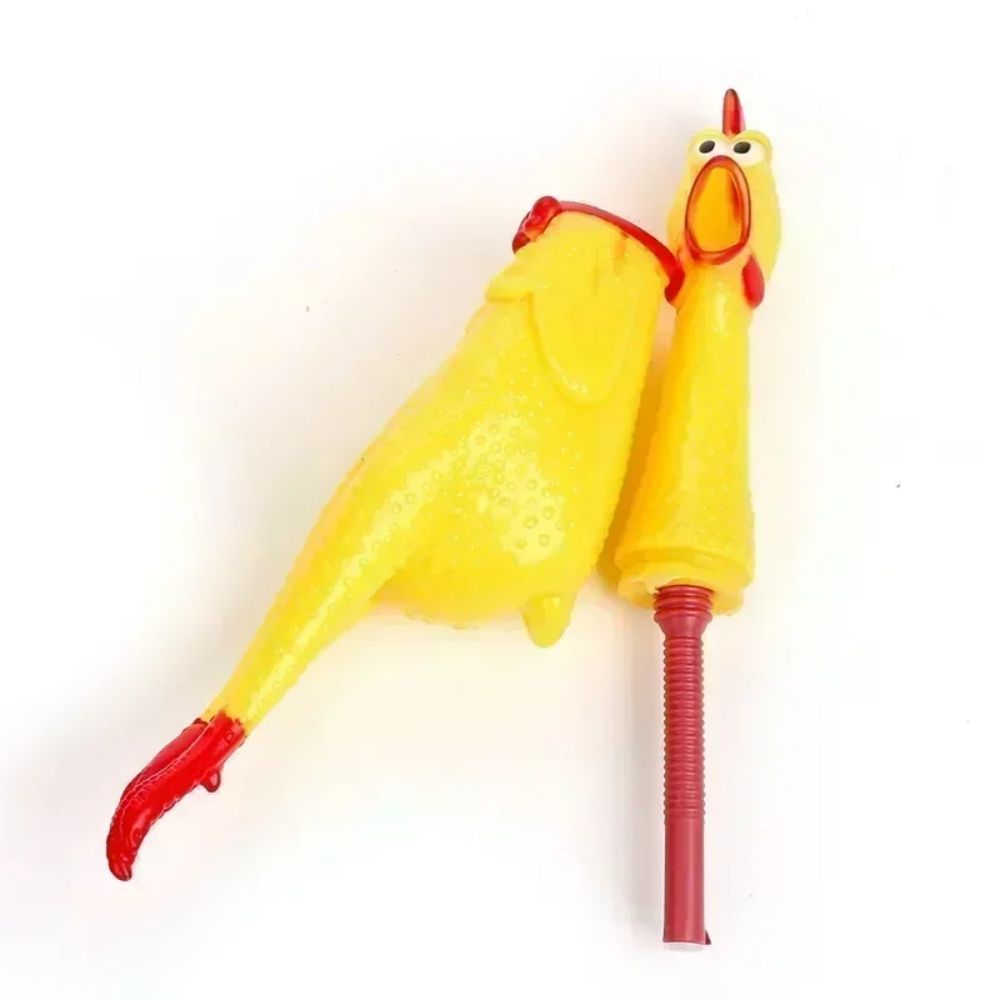 KFX-0380221 Durable Yellow Rubber Squeaky Chicken Toy for Dogs - Fun Chew Toy in Various Sizes
