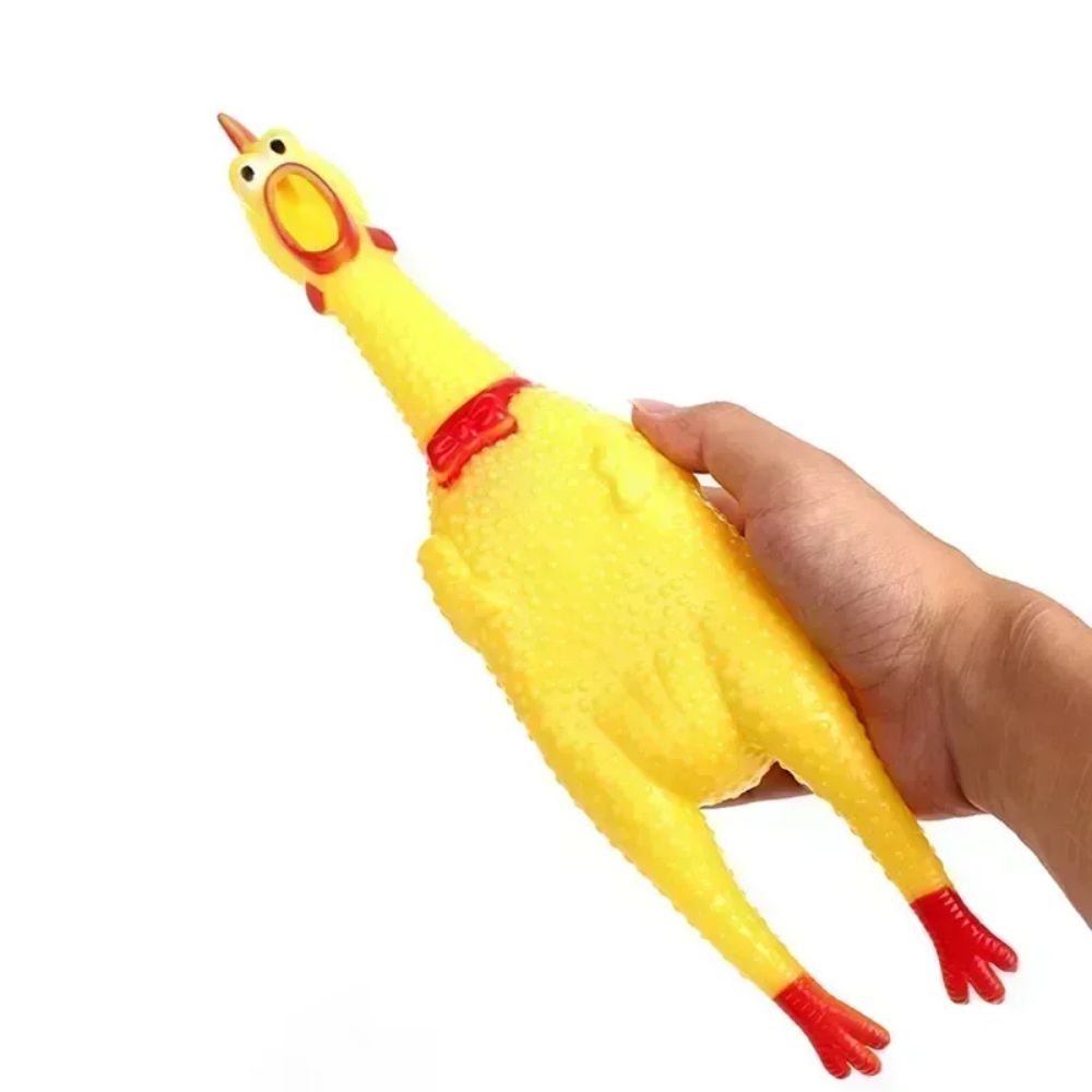 KFX-0380221 Durable Yellow Rubber Squeaky Chicken Toy for Dogs - Fun Chew Toy in Various Sizes