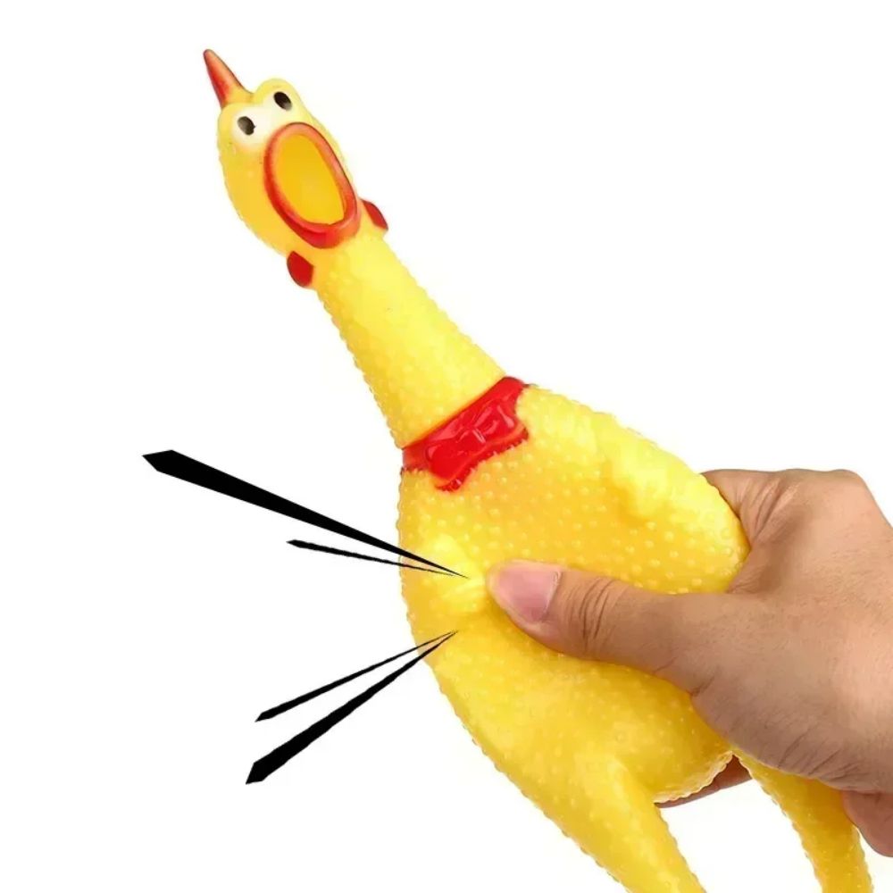 KFX-0380221 Durable Yellow Rubber Squeaky Chicken Toy for Dogs - Fun Chew Toy in Various Sizes