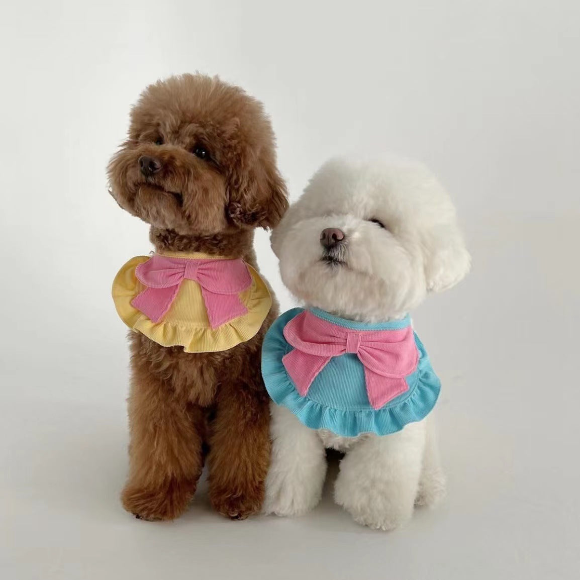 KFX-0381501 Cute Monochrome Butterfly Dog Bib in Yellow and Blue – Casual Polyester Design Available in S, M, L Sizes