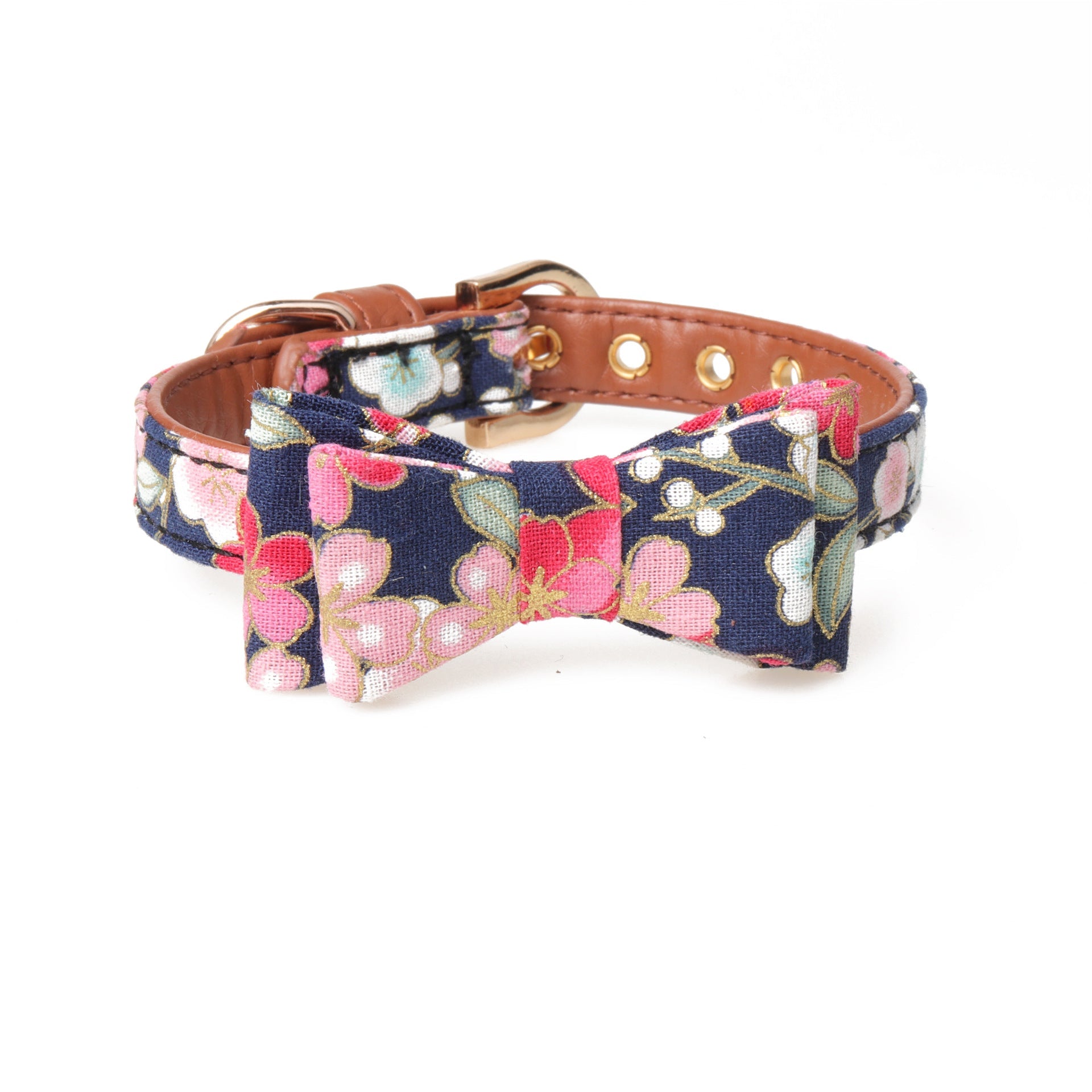 KFX-0382525 Japanese Princess Style PU Dog Collar and Leash Set for Pets
