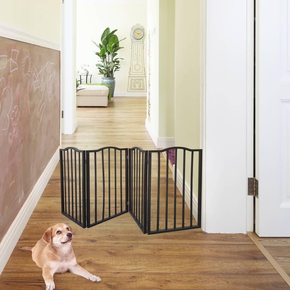 KFX-0384317 Folding Wooden Pet Gate for Doorways and Stairs - Stylish and Easy to Store