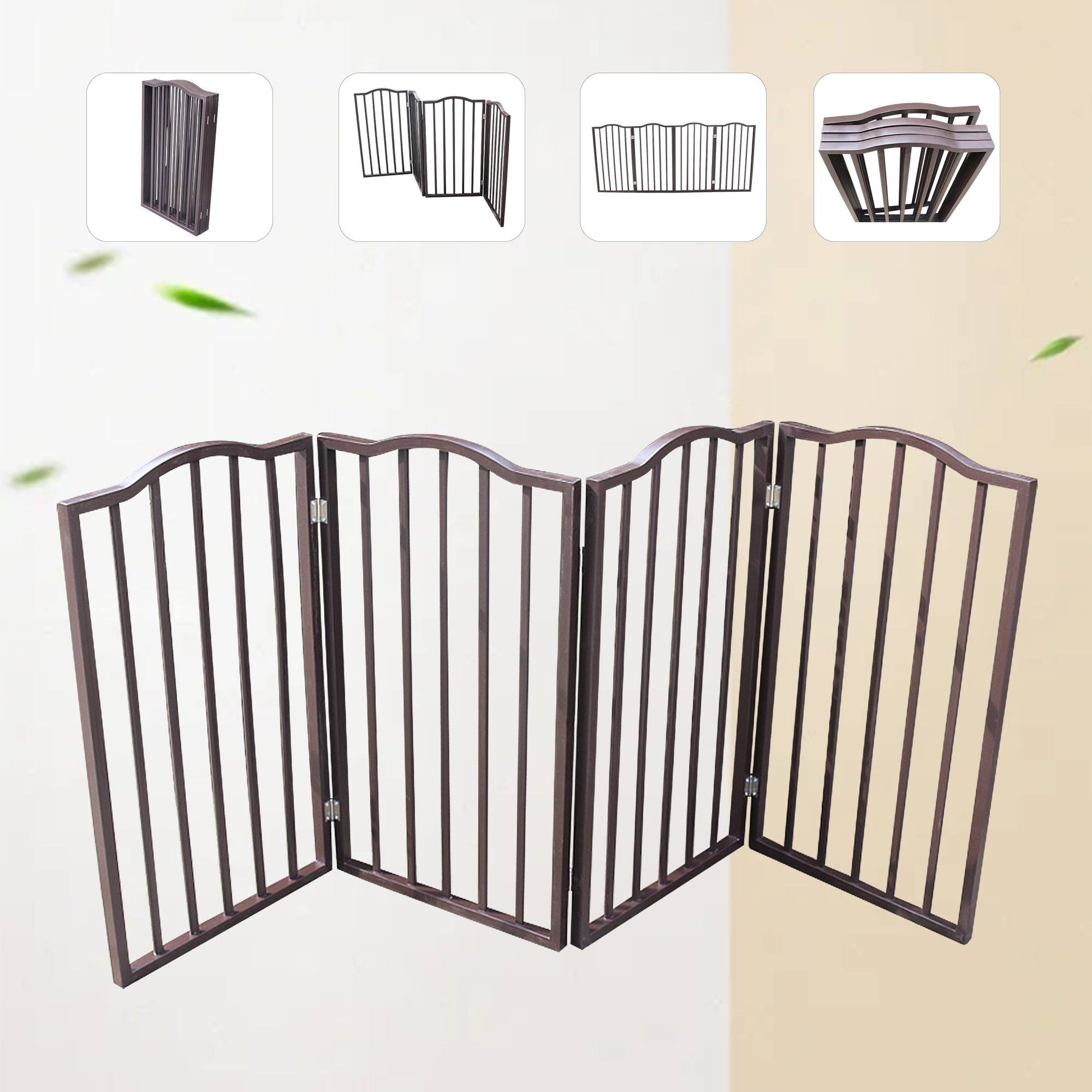 KFX-0384317 Folding Wooden Pet Gate for Doorways and Stairs - Stylish and Easy to Store