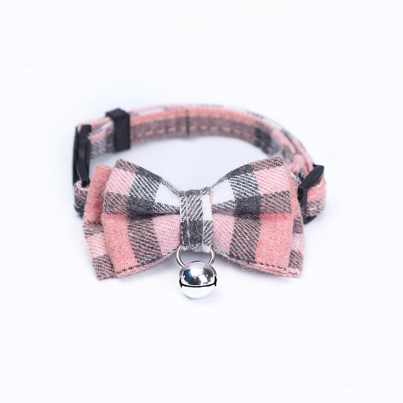 KFX-0384701 Charming Bow Knot Pet Collar with Bell for Cats and Small Dogs - Stylish and Soft Velvet Design