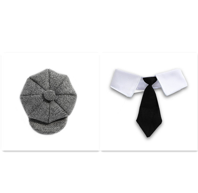 KFX-0384957 Gentleman Cat Beret and Tie Set for Stylish Adult Cats