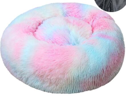 KFX-0386749 Plush Round Pet Bed for Comfort and Support - Soft, Thick, and Cozy Design