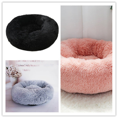 KFX-0386749 Plush Round Pet Bed for Comfort and Support - Soft, Thick, and Cozy Design