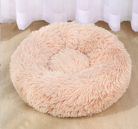 KFX-0386749 Plush Round Pet Bed for Comfort and Support - Soft, Thick, and Cozy Design