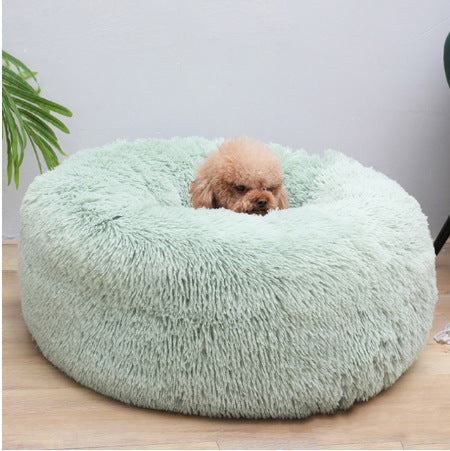 KFX-0386749 Plush Round Pet Bed for Comfort and Support - Soft, Thick, and Cozy Design
