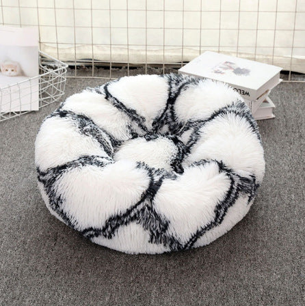 KFX-0386749 Plush Round Pet Bed for Comfort and Support - Soft, Thick, and Cozy Design