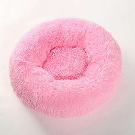 KFX-0386749 Plush Round Pet Bed for Comfort and Support - Soft, Thick, and Cozy Design