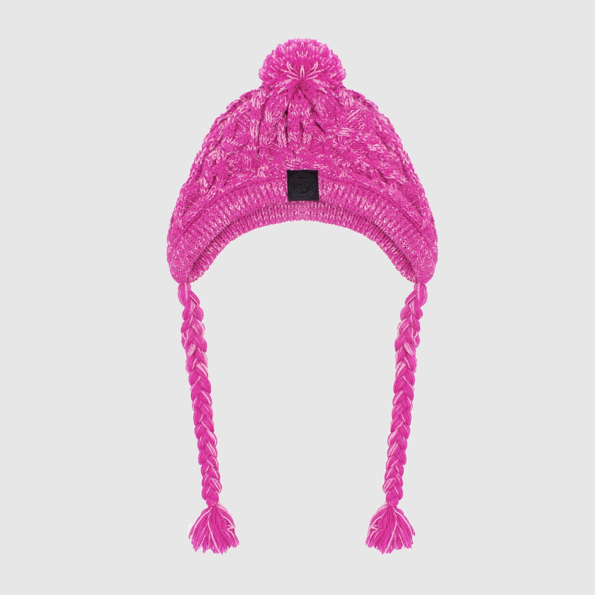 KFX-0387517 Warm and Windproof Fluffy Dog Knitting Hat - Acrylic Fashion Style in Pink and Gray