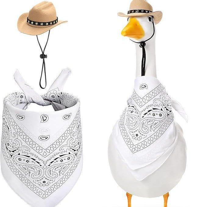 KFX-0390845 Monochrome Denim Cowboy Hat and Drool Towel Set for All Seasons