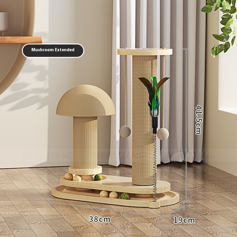 KFX-0391741 Durable Solid Wood Cat Turntable Scratching Post with Various Styles and Heights
