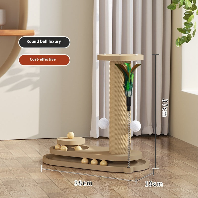 KFX-0391741 Durable Solid Wood Cat Turntable Scratching Post with Various Styles and Heights