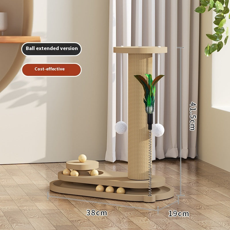 KFX-0391741 Durable Solid Wood Cat Turntable Scratching Post with Various Styles and Heights