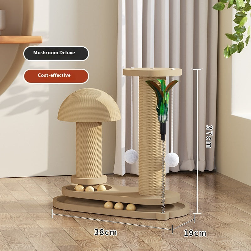 KFX-0391741 Durable Solid Wood Cat Turntable Scratching Post with Various Styles and Heights