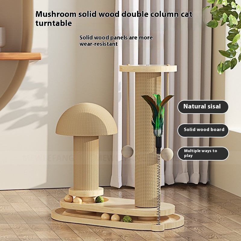 KFX-0391741 Durable Solid Wood Cat Turntable Scratching Post with Various Styles and Heights