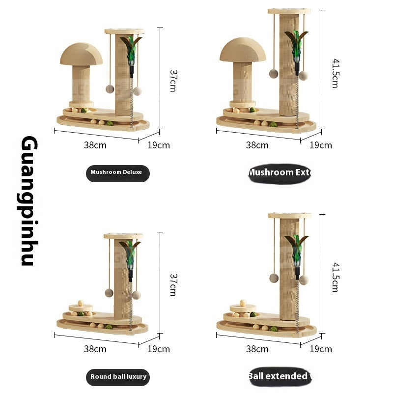 KFX-0391741 Durable Solid Wood Cat Turntable Scratching Post with Various Styles and Heights