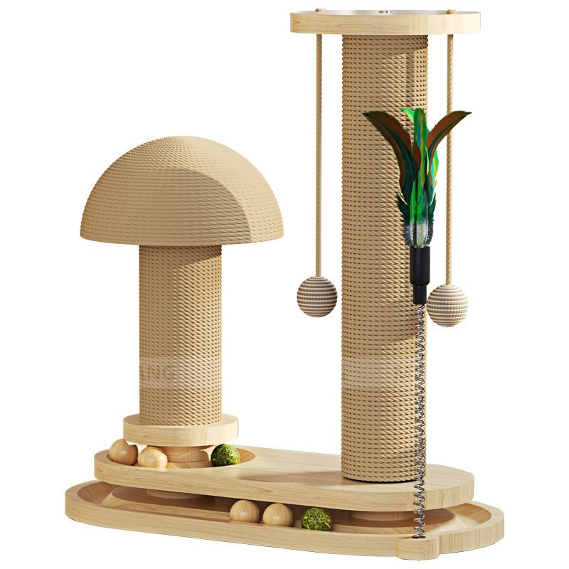 KFX-0391741 Durable Solid Wood Cat Turntable Scratching Post with Various Styles and Heights