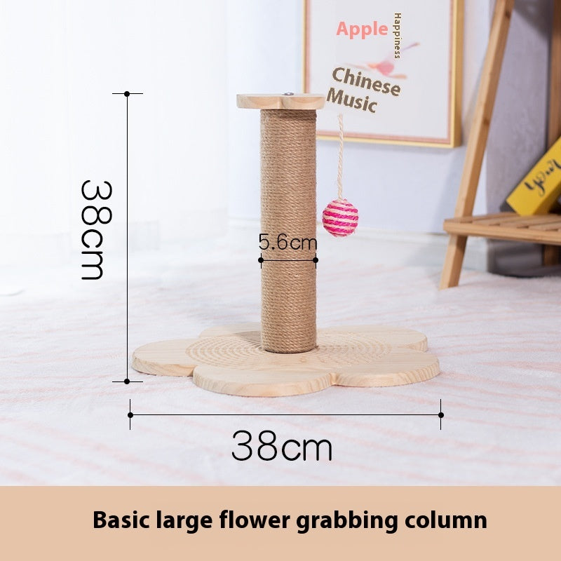 KFX-0391741 Durable Solid Wood Cat Turntable Scratching Post with Various Styles and Heights
