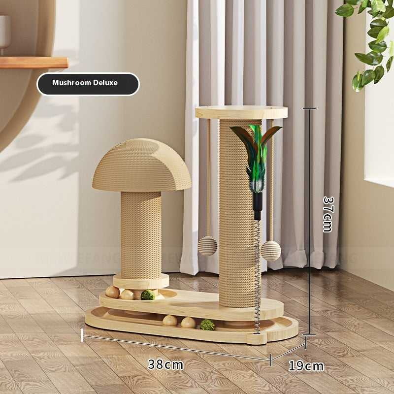 KFX-0391741 Durable Solid Wood Cat Turntable Scratching Post with Various Styles and Heights