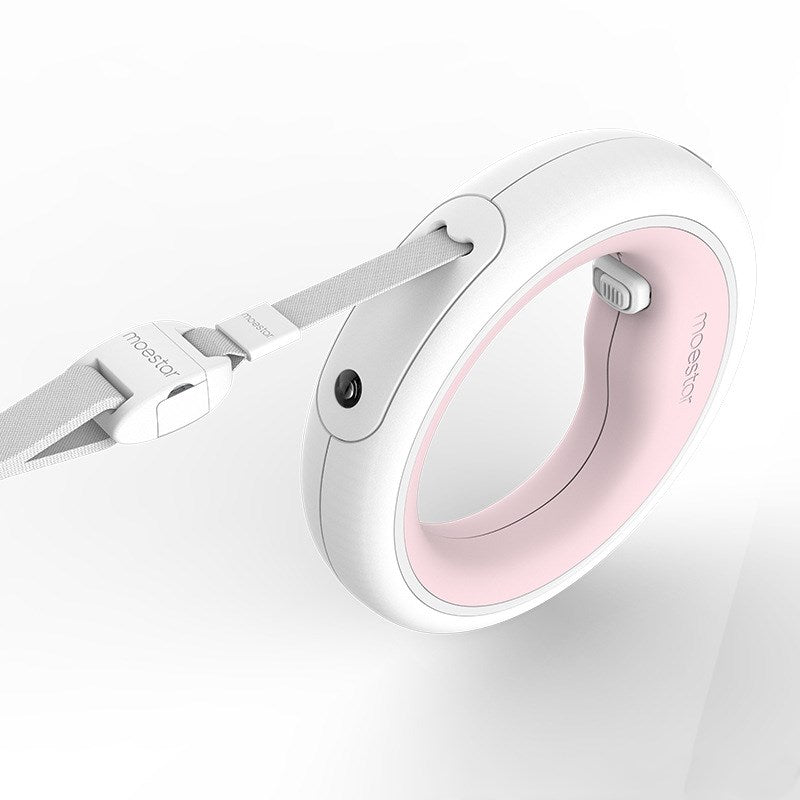 KFX-0392253 Retractable Pet Leash with Adjustable Length in Cherry Pink and Neutral Gray