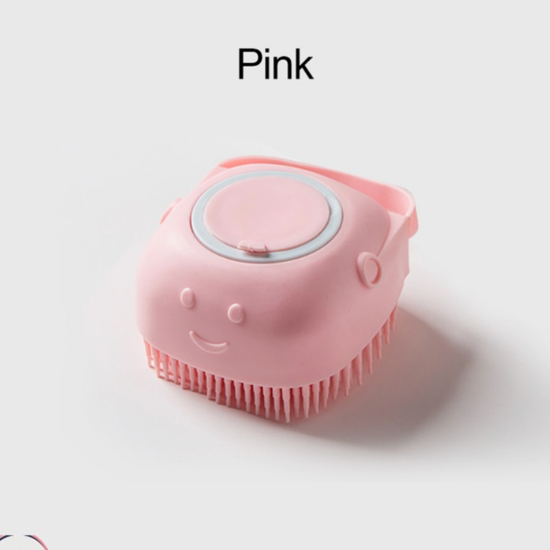 KFX-0395709 Pet Grooming Brush with Soap Dispenser - Gentle Silicone Bristles for Long and Short Hair Pets