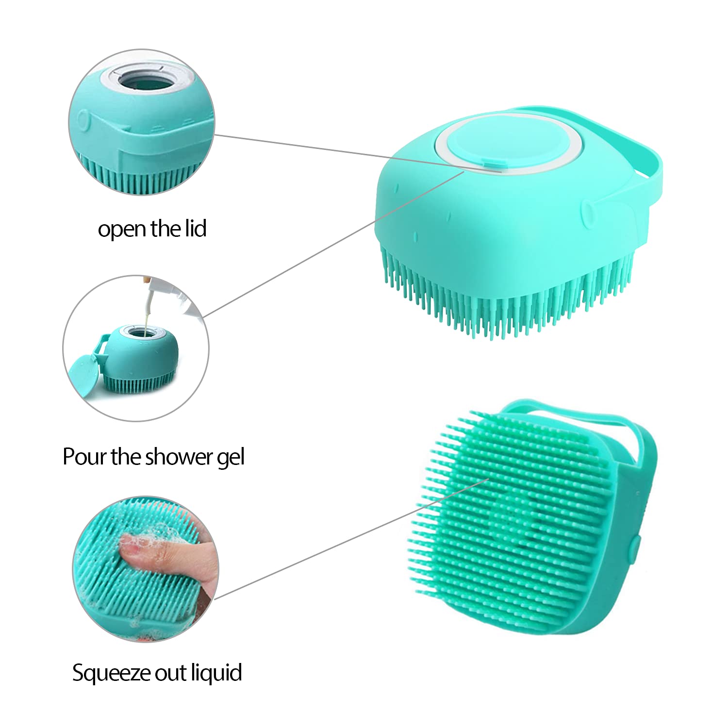 KFX-0395709 Pet Grooming Brush with Soap Dispenser - Gentle Silicone Bristles for Long and Short Hair Pets
