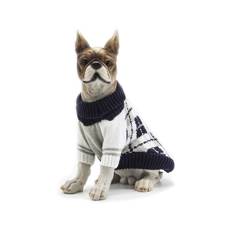KFX-0396605 Navy Blue and Ginger Yellow Acrylic Sweaters for Pets – Various Sizes Available