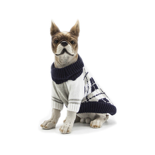 KFX-0396605 Navy Blue and Ginger Yellow Acrylic Sweaters for Pets – Various Sizes Available