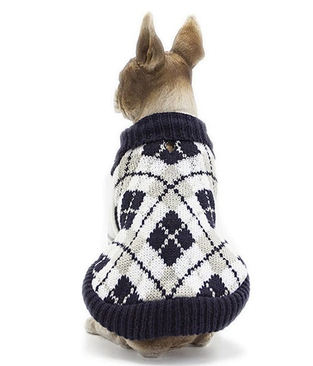 KFX-0396605 Navy Blue and Ginger Yellow Acrylic Sweaters for Pets – Various Sizes Available
