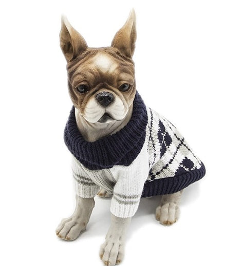 KFX-0396605 Navy Blue and Ginger Yellow Acrylic Sweaters for Pets – Various Sizes Available