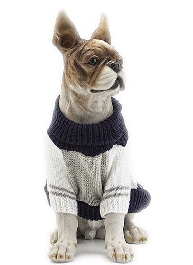 KFX-0396605 Navy Blue and Ginger Yellow Acrylic Sweaters for Pets – Various Sizes Available