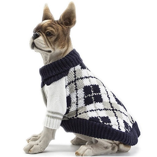 KFX-0396605 Navy Blue and Ginger Yellow Acrylic Sweaters for Pets – Various Sizes Available