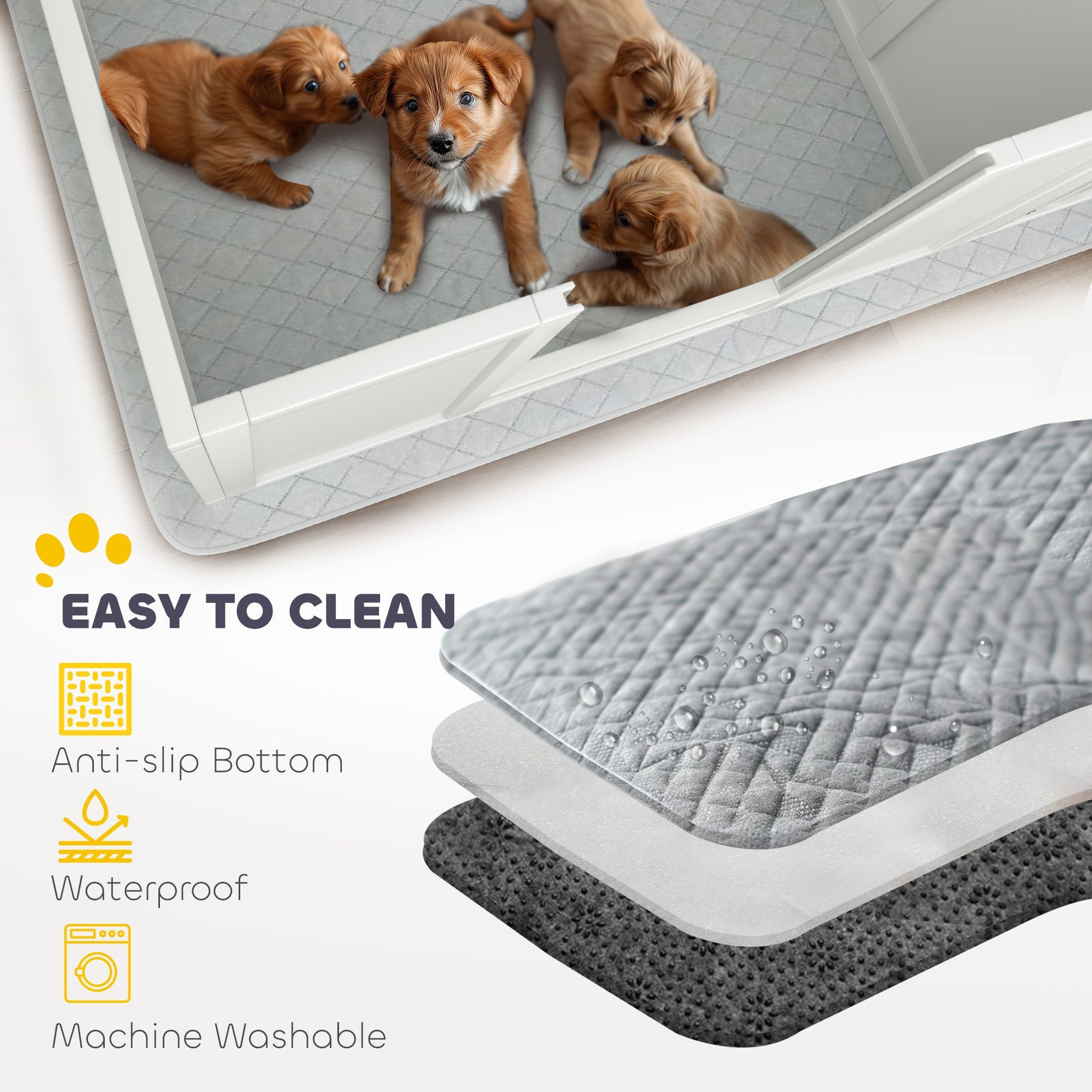 KFX-0399677 Double Room Whelping Box for Small Dogs with Adjustable Entrance and Washable Pad