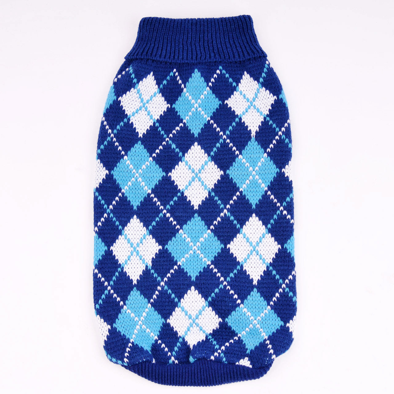KFX-0401981 Knitted Wool Sweater for Small and Medium Dogs - Autumn/Winter Geometric Diamond Design