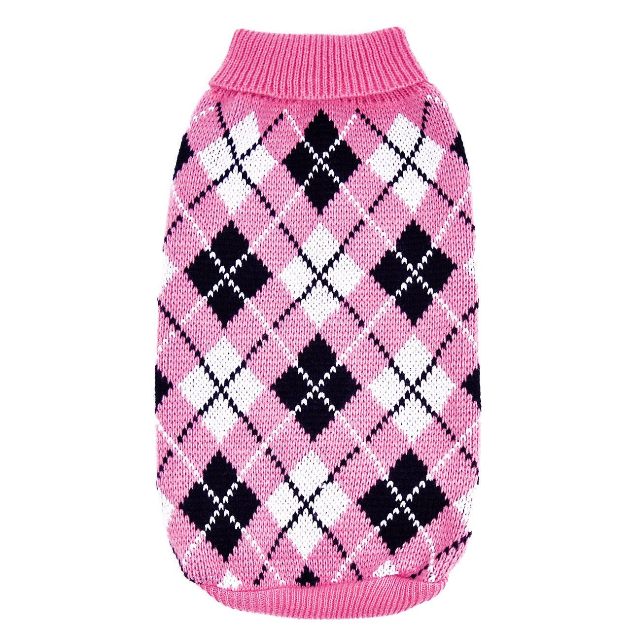 KFX-0401981 Knitted Wool Sweater for Small and Medium Dogs - Autumn/Winter Geometric Diamond Design
