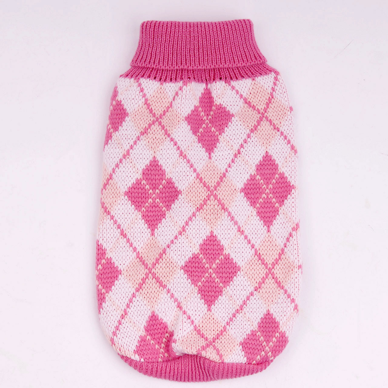 KFX-0401981 Knitted Wool Sweater for Small and Medium Dogs - Autumn/Winter Geometric Diamond Design