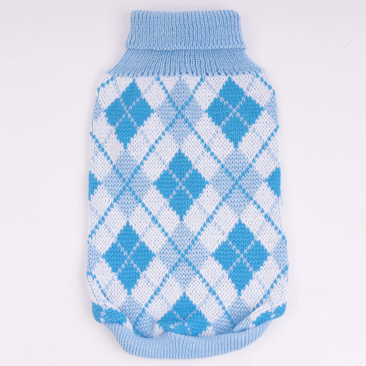 KFX-0401981 Knitted Wool Sweater for Small and Medium Dogs - Autumn/Winter Geometric Diamond Design