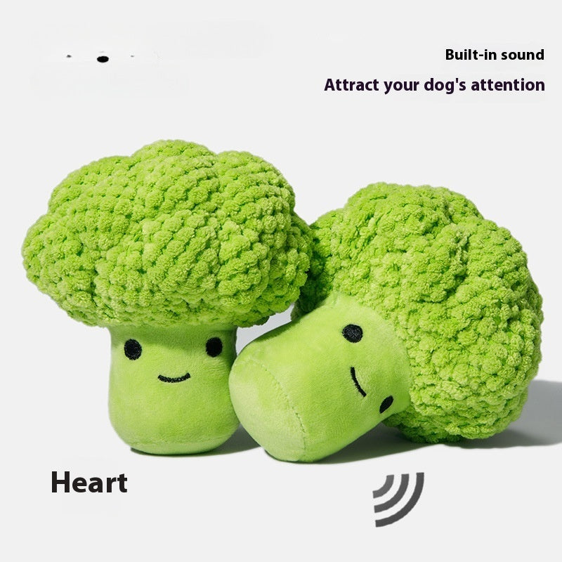 KFX-0402621 Dog Molar Teeth Cleaning Broccoli Plush Toy - Sound Interactive Pet Chew Toy
