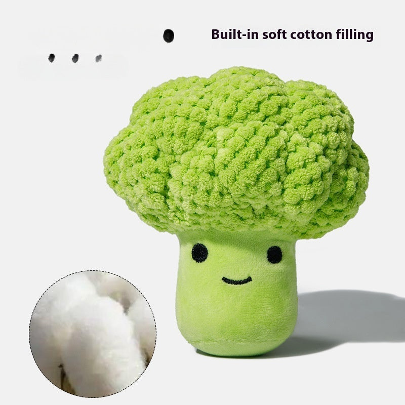 KFX-0402621 Dog Molar Teeth Cleaning Broccoli Plush Toy - Sound Interactive Pet Chew Toy