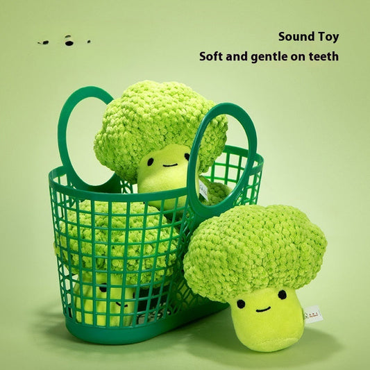 KFX-0402621 Dog Molar Teeth Cleaning Broccoli Plush Toy - Sound Interactive Pet Chew Toy