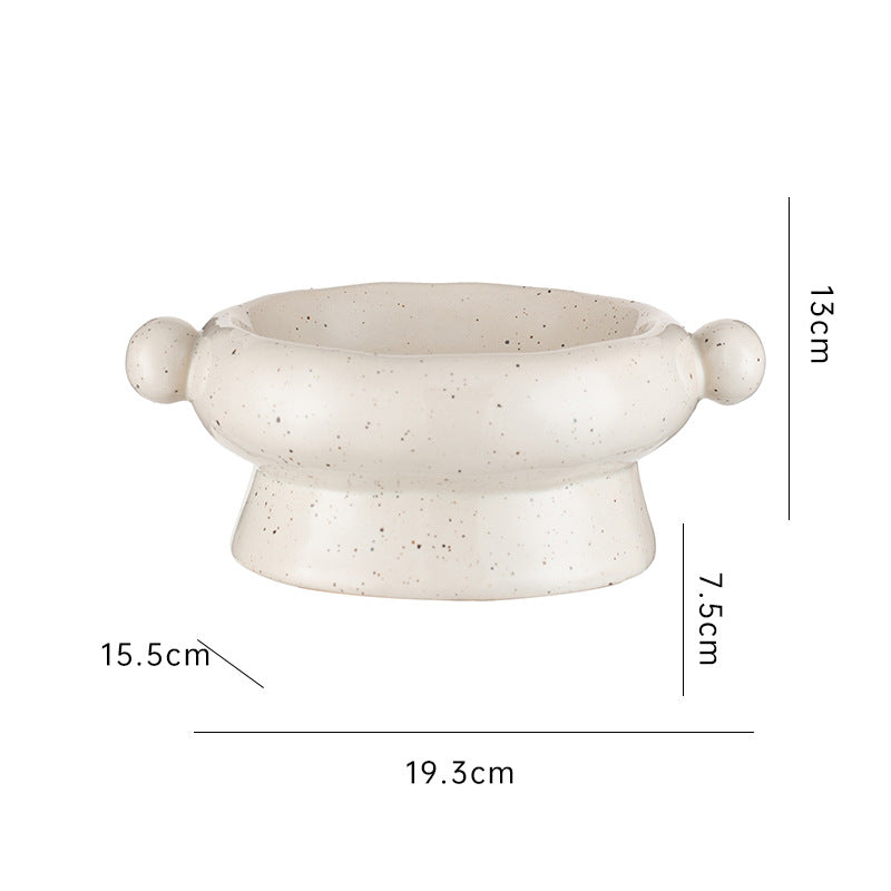 KFX-0404157 Ceramic Anti-Flip Cat Bowl - Flat Mouth Design in Multiple Heights and Colors