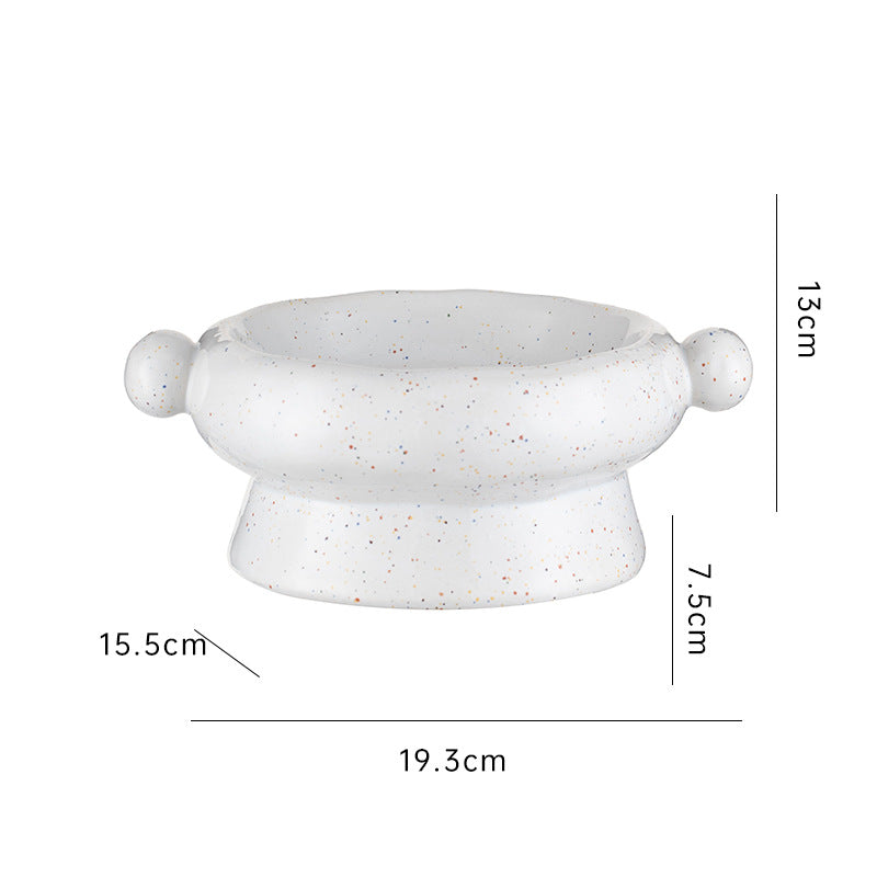 KFX-0404157 Ceramic Anti-Flip Cat Bowl - Flat Mouth Design in Multiple Heights and Colors