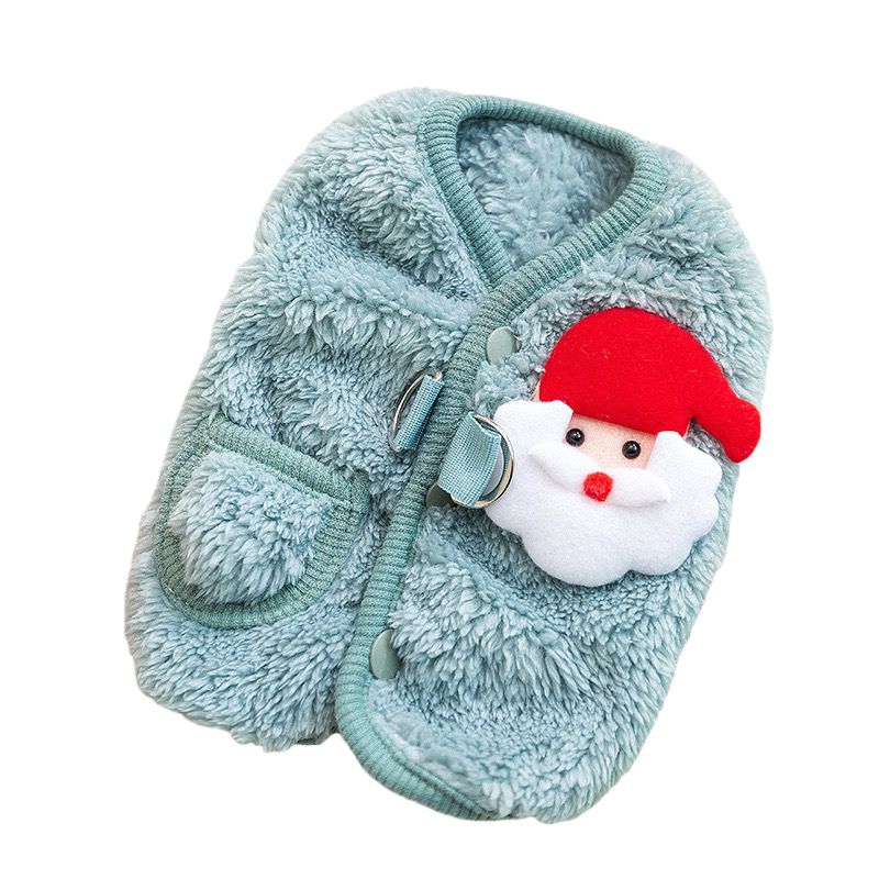 KFX-0404541 Warm Fleece Dog Coat with Santa Design for Small Breeds and Puppies