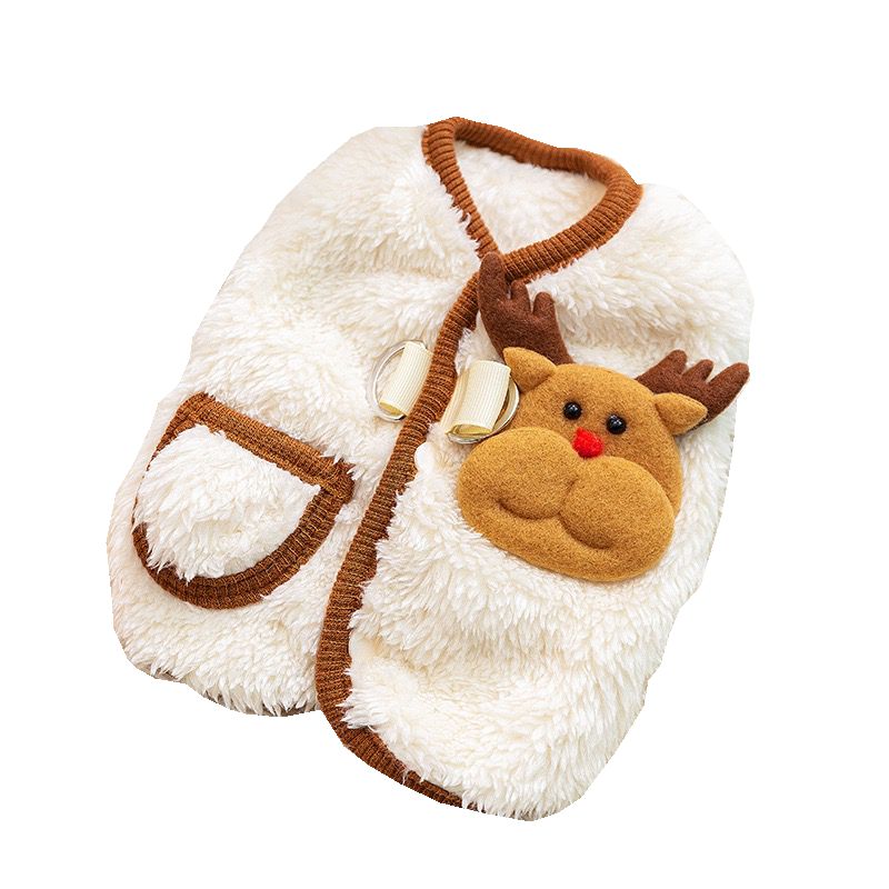 KFX-0404541 Warm Fleece Dog Coat with Santa Design for Small Breeds and Puppies